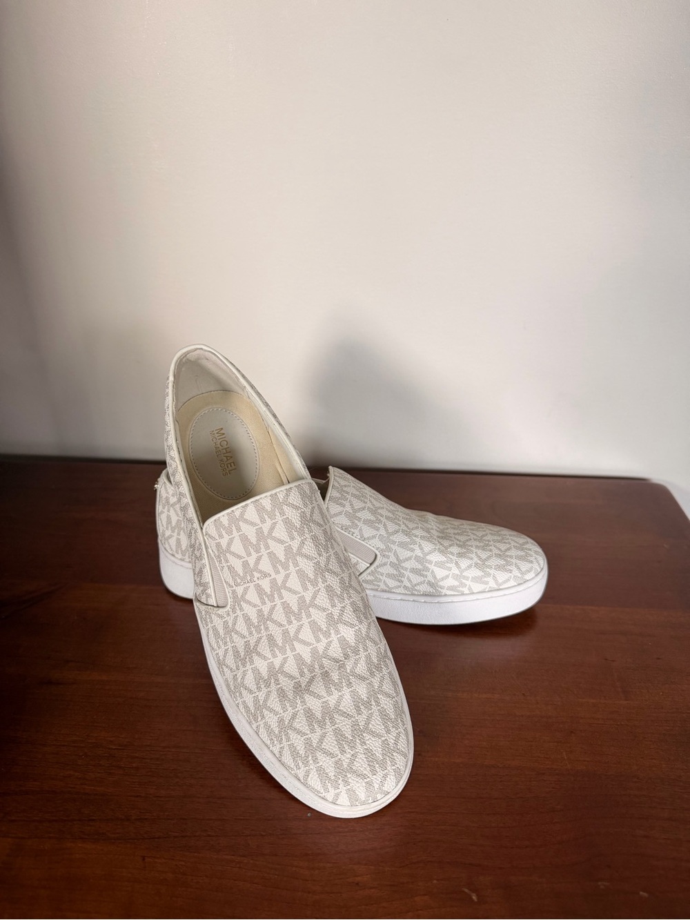 Michael Kors Women’s KEATON Slip-On Sneakers in Light Beige - Picture 2 of 5